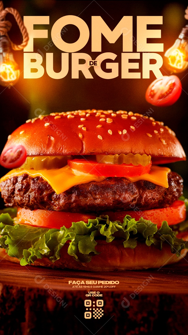 Story Fome de Burguer Social Media PSD Editável