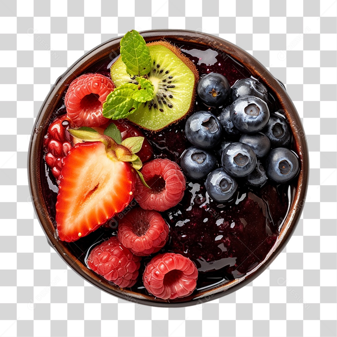 Pote de Açaí com Frutas PNG Transparente