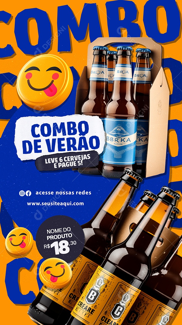 Story Combo de Verão Leve o Cervejas e Pague 5 Social Media PSD Editável