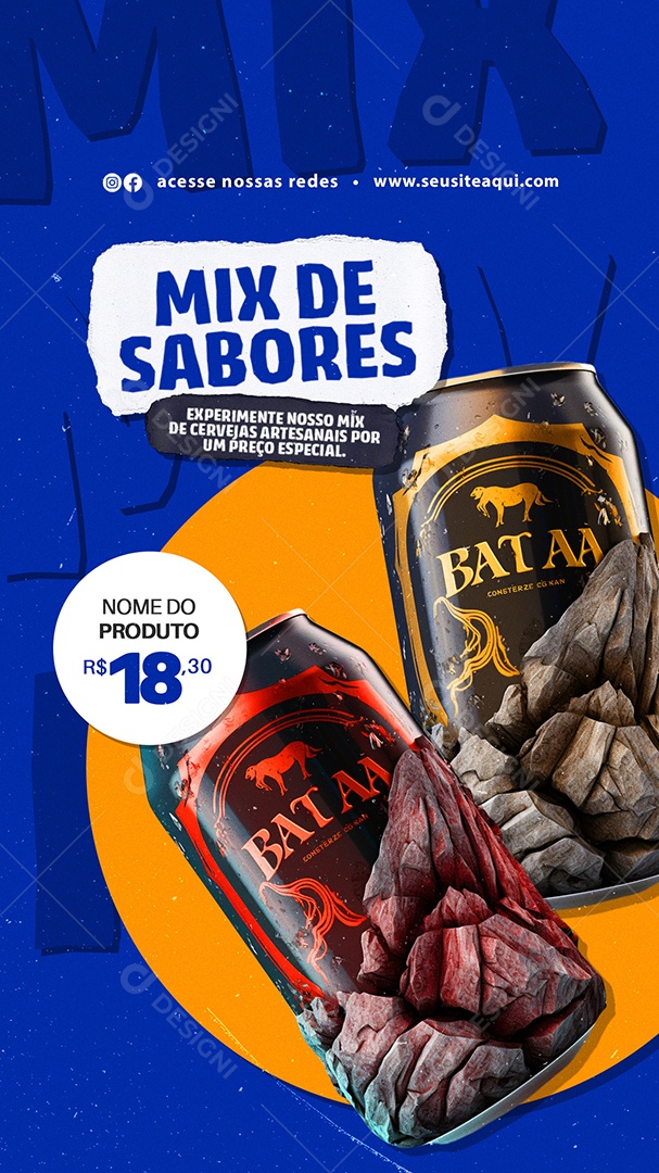 Story Mix de Sabores Experimente Cervejas Artesanais Social Media PSD Editável