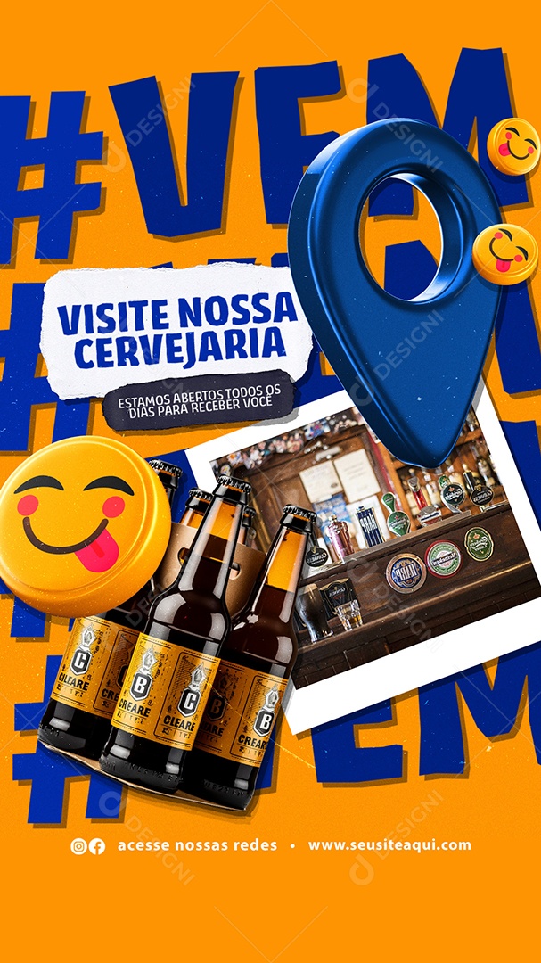 Story Visite nossa Cervejaria Social Media PSD Editável