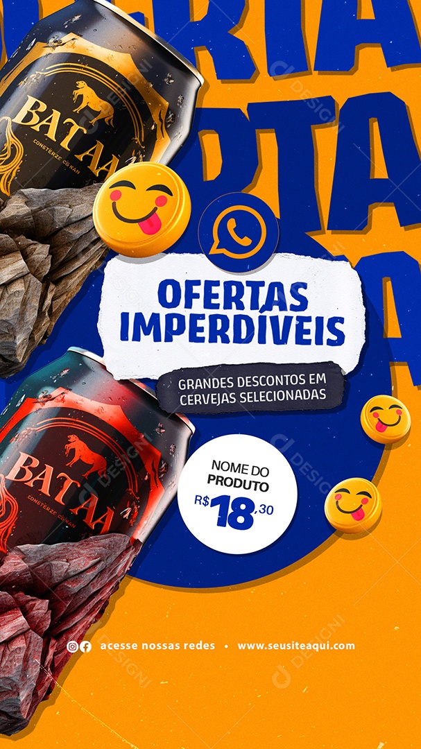 Story Ofertas Imperdíveis Grandes Descontos em Cerveja Selecionadas Social Media PSD Editável