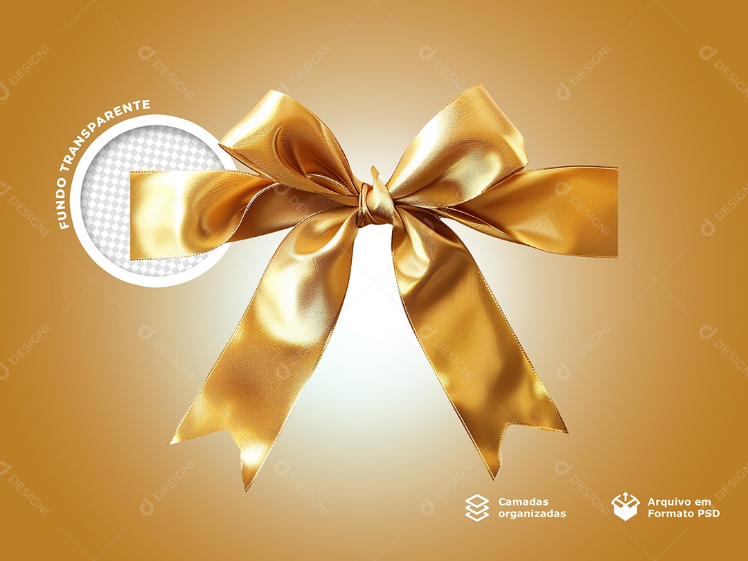 Laço de Presente Elemento 3D para Composição PSD