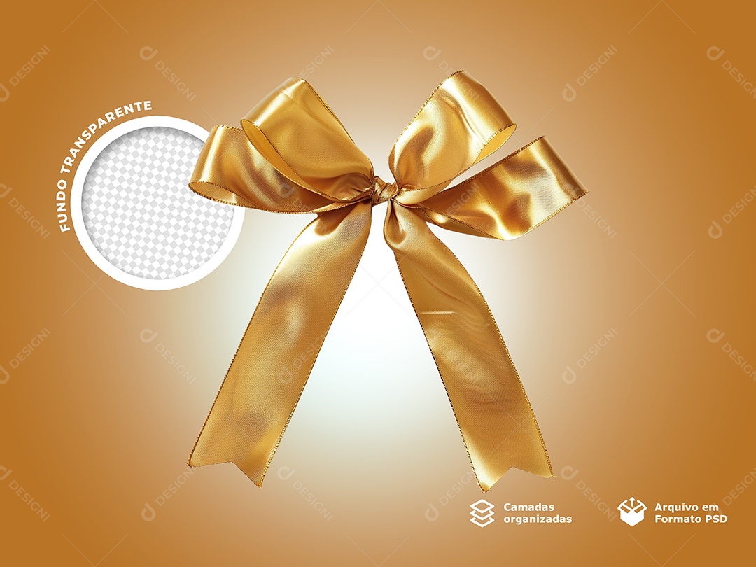 Laço de Presente Elemento 3D para Composição PSD