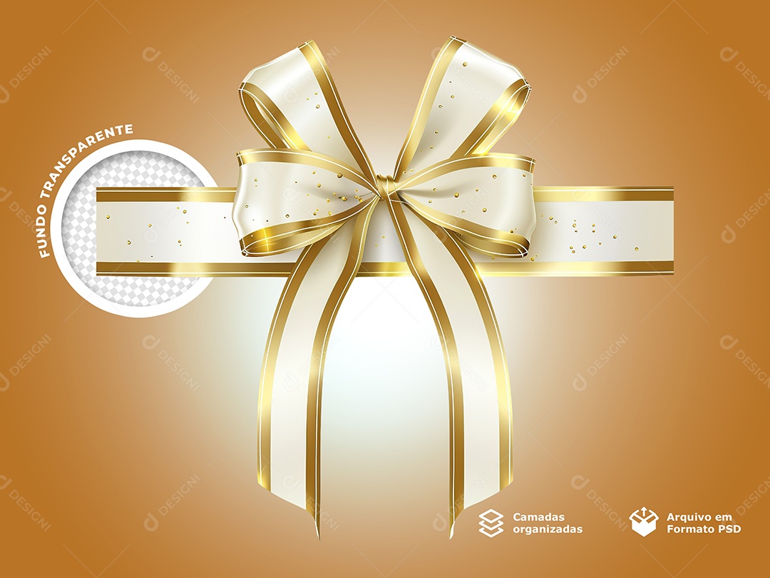 Laço de Presente Elemento 3D para Composição PSD