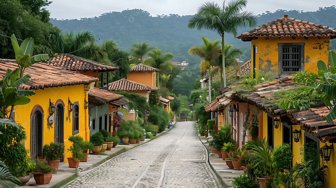 Casas e ruas de uma cidade histórica