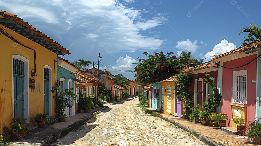 Casas e ruas de uma cidade histórica