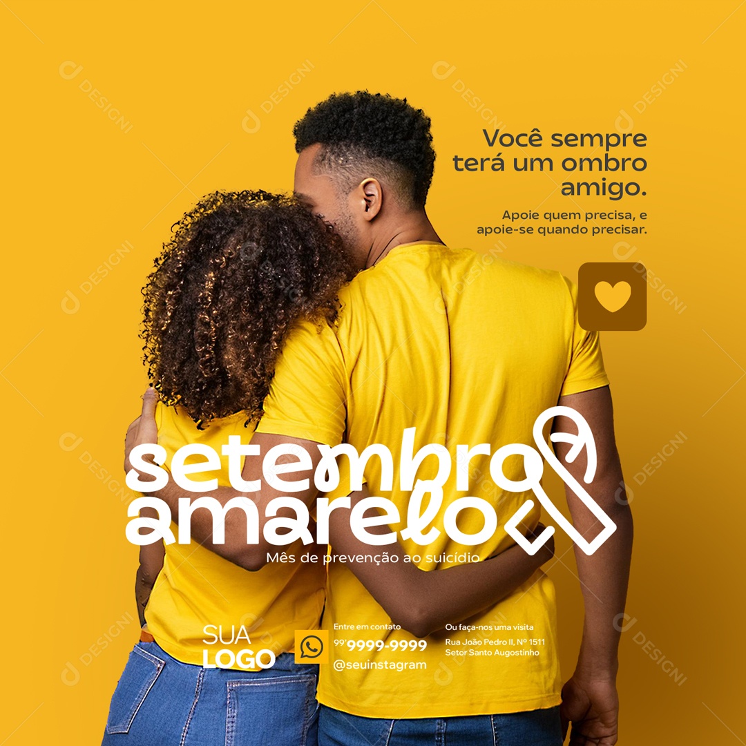Setembro Amarelo Você Sempre Terá um Ombro Amigo Social Media PSD Editavel