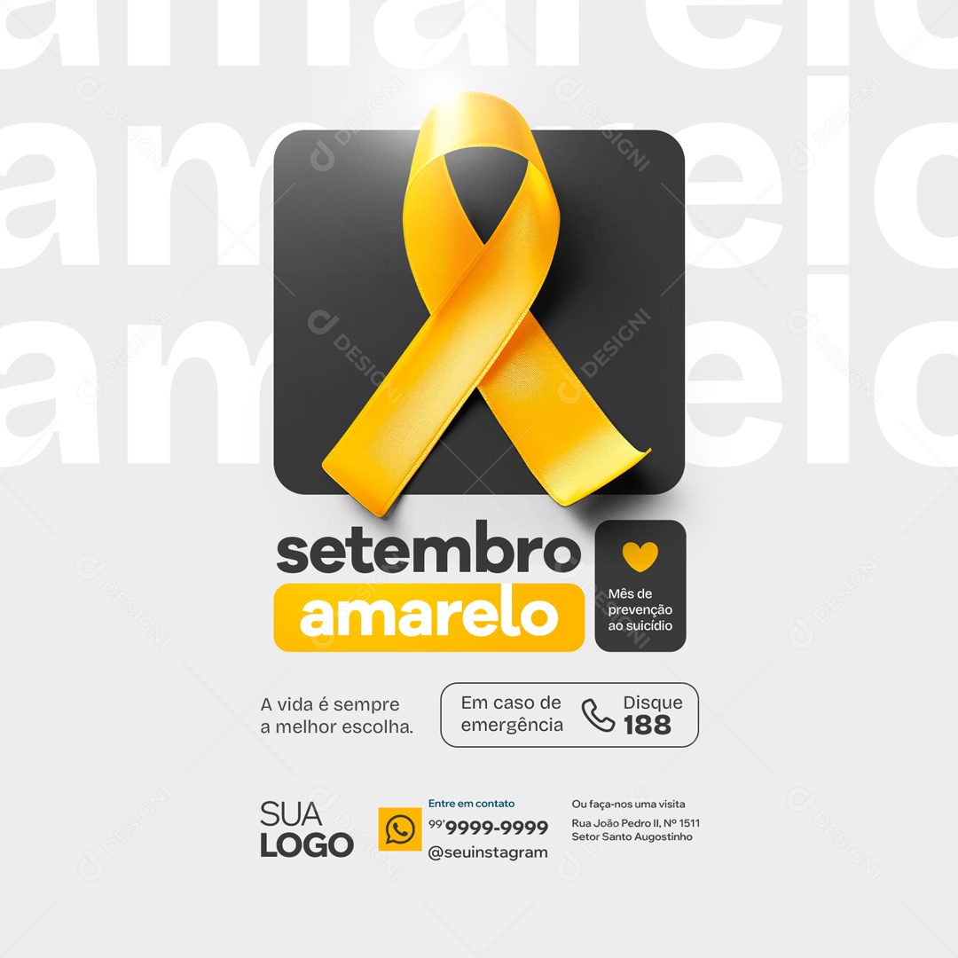 Setembro Amarelo Mês de Prevenção ao Suicídio Social Media PSD Editavel