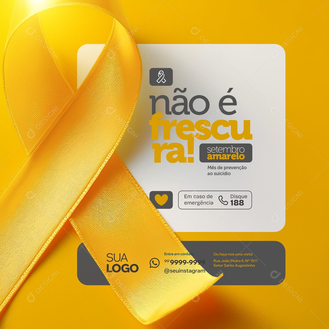 Setembro Amarelo não é Frescura Social Media PSD Editavel