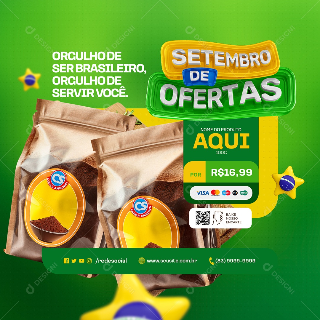Setembro de Ofertas Supermercado Produto Social Media PSD Editável