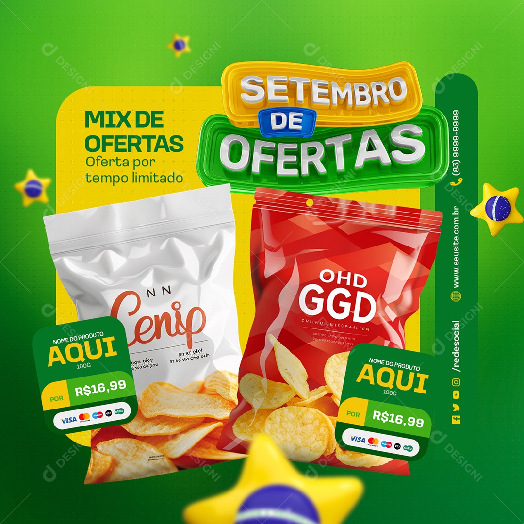 Setembro de Ofertas Supermercado Batata Social Media PSD Editável