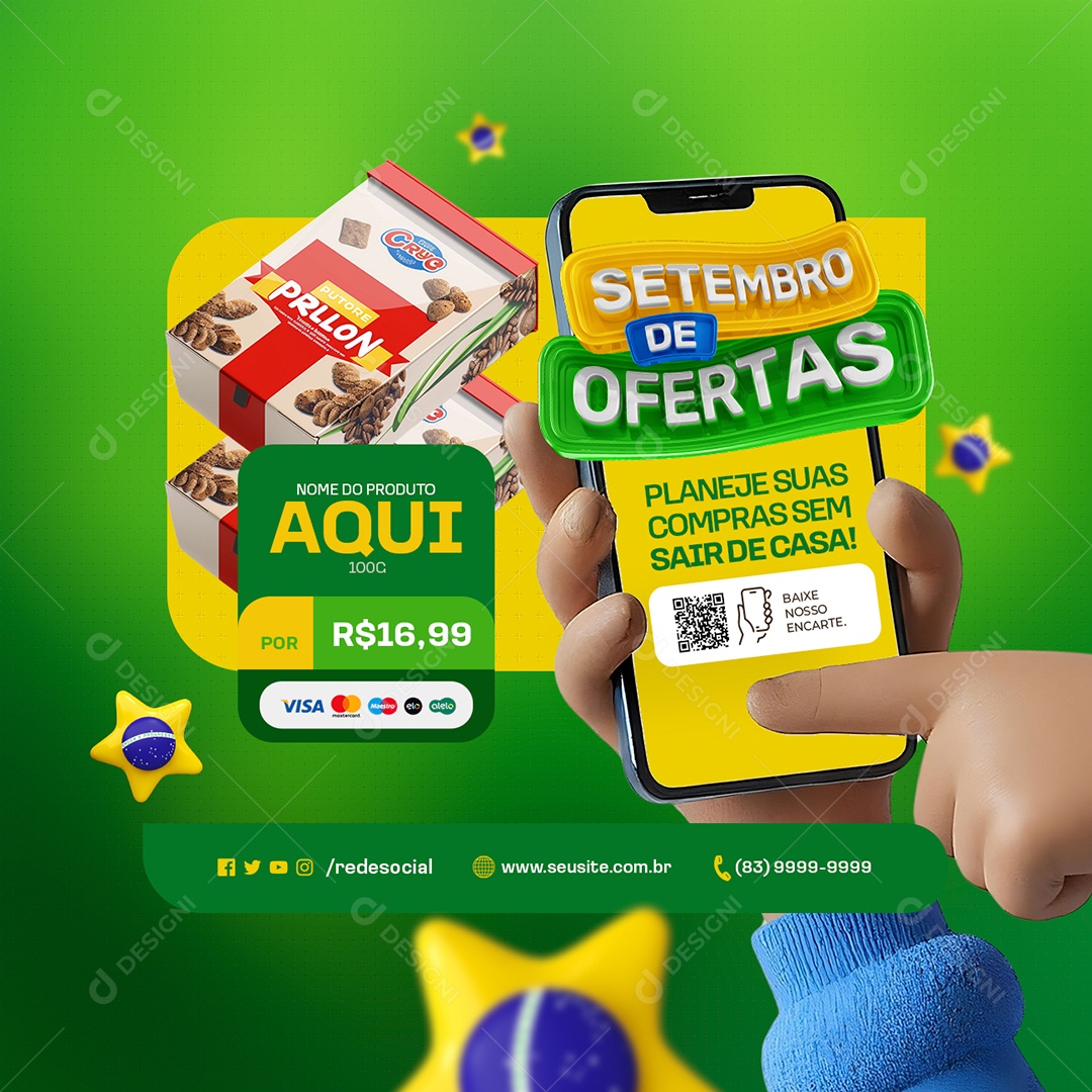 Setembro de Ofertas Supermercado Cereal Social Media PSD Editável