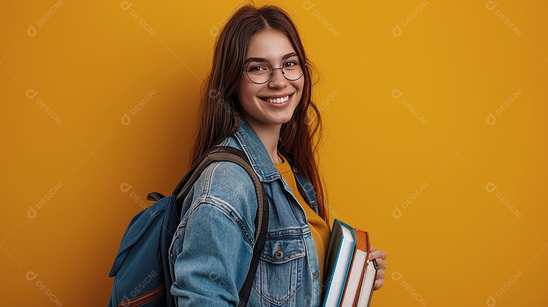 Estudante contente com volta as aulas