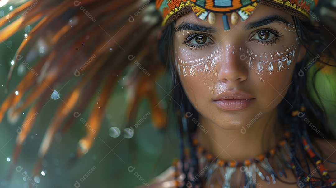 India linda com pinturas e acessórios da tribo