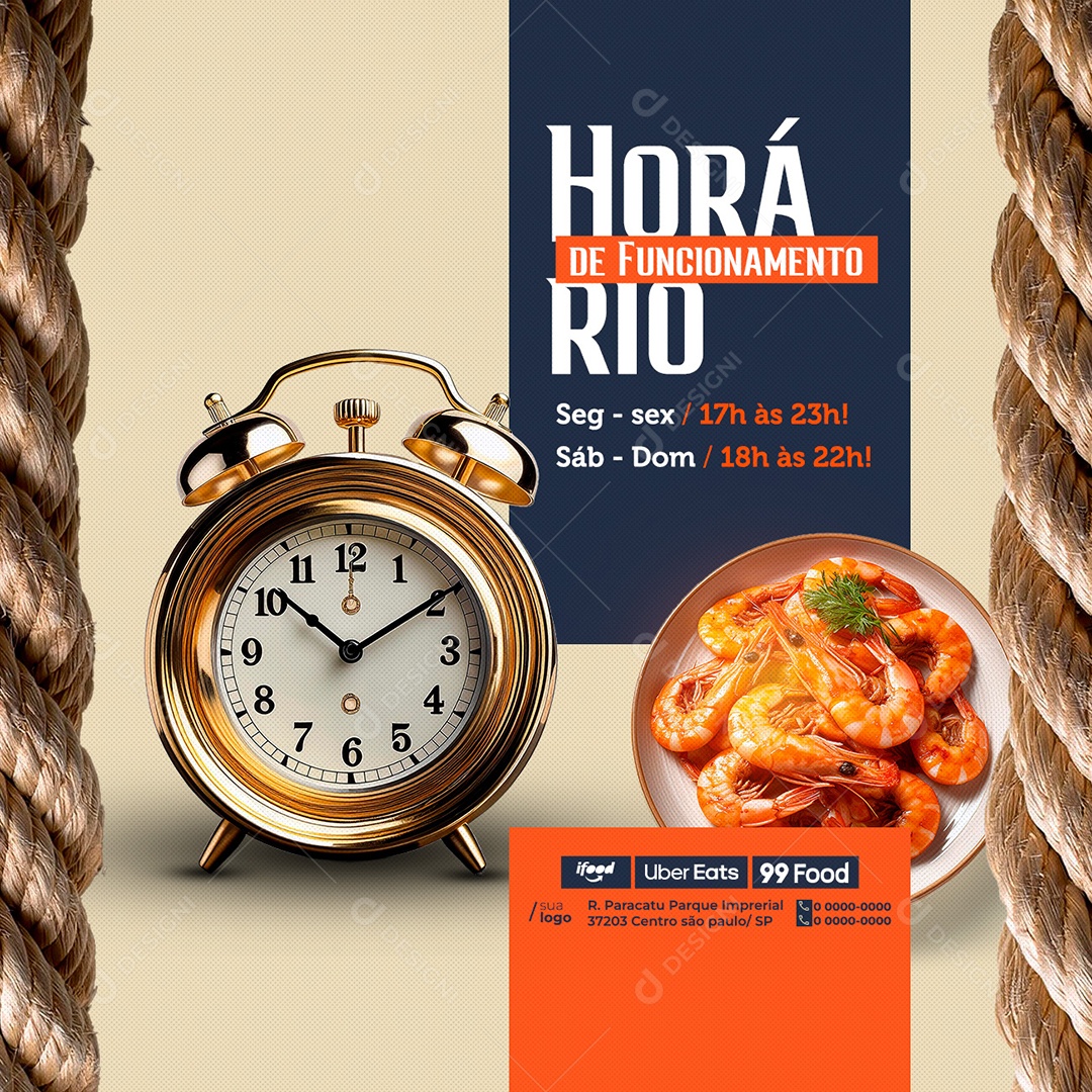 Horário De Funcionamento Social Media PSD Editável