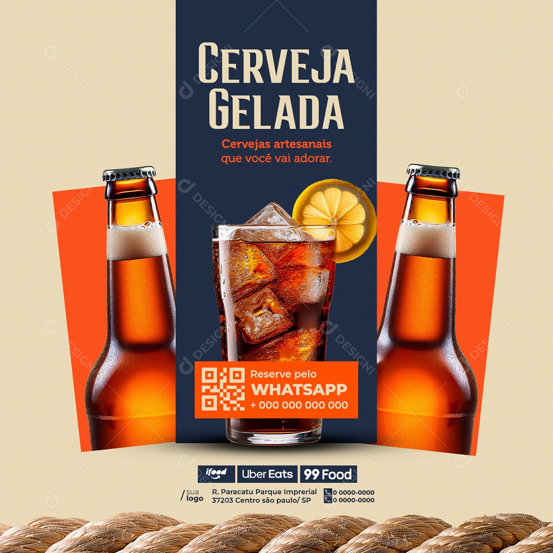 Cerveja Gelada Cervejas Artesanais Que Voçê Vai Adorar Social Media PSD Editável