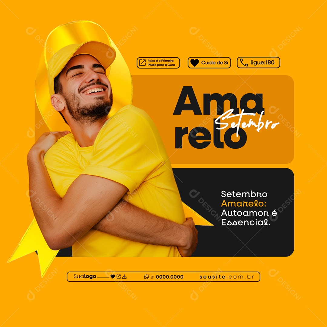 Setembro Amarelo Mês de Prevenção ao Suicídio Social Media PSD Editavel