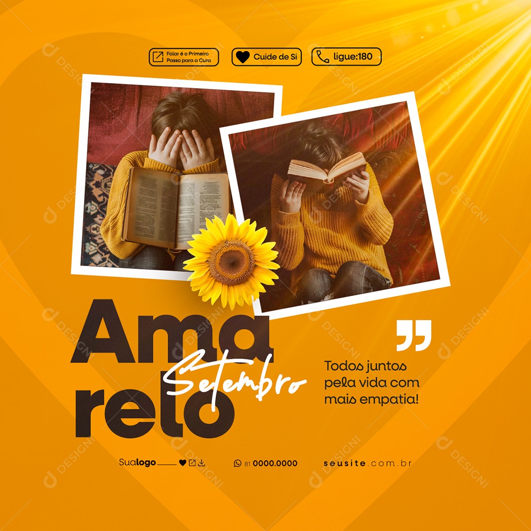 Setembro Amarelo Mês de Prevenção ao Suicídio Social Media PSD Editavel