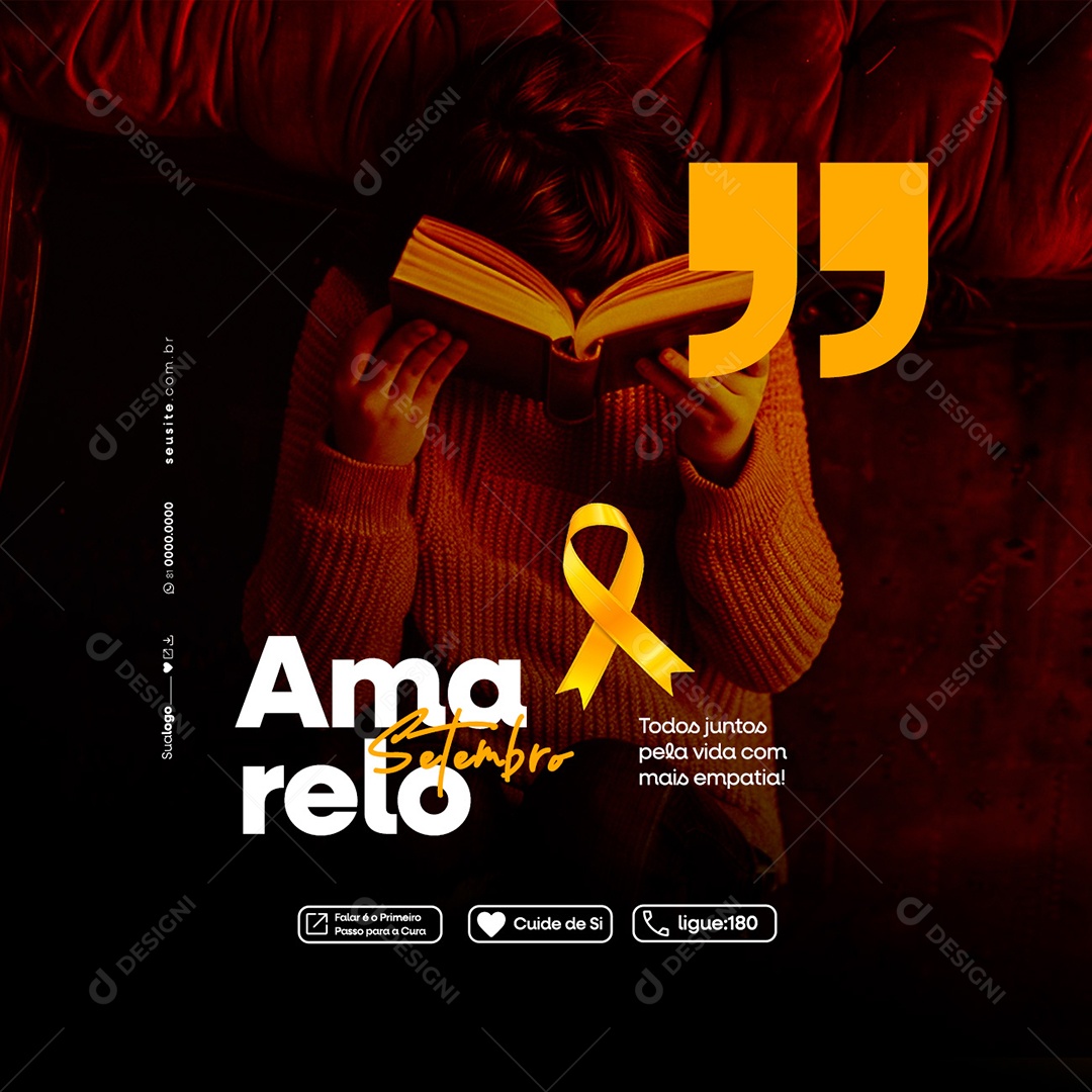 Setembro Amarelo Mês de Prevenção ao Suicídio Social Media PSD Editavel