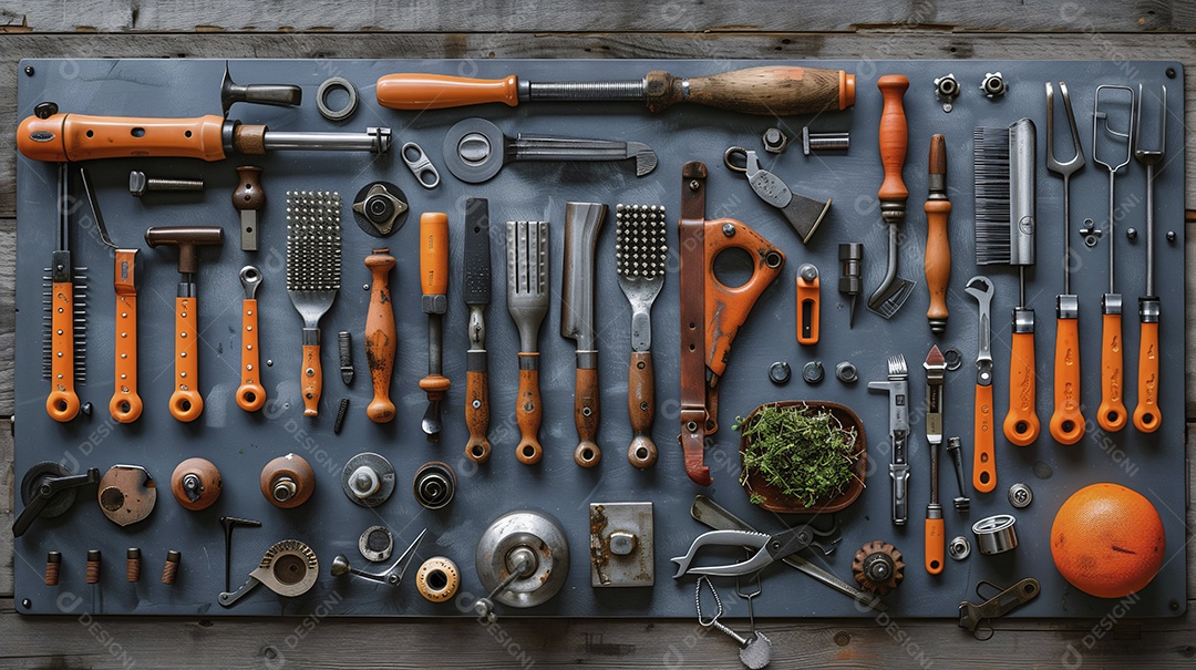 Mesa cheia de ferramentas de todos os jeitos