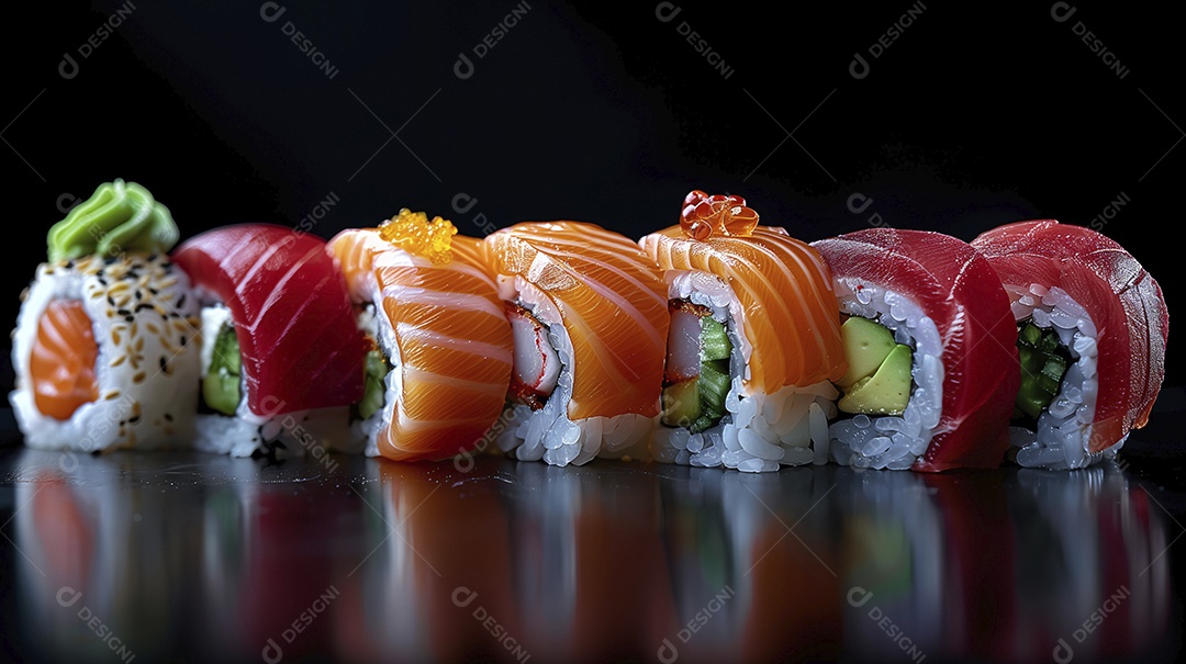 Peças de sushi comida japonesa