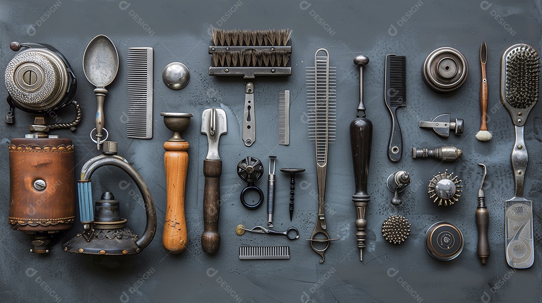 Itens de trabalho de um barbeiro
