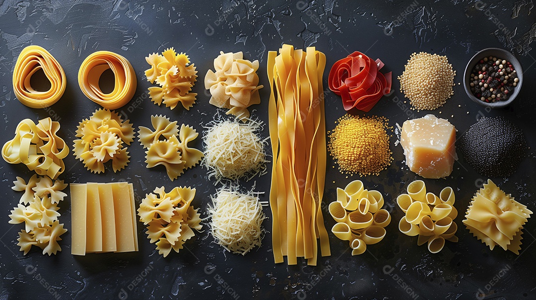 Diferentes e variadas formas de macarrão