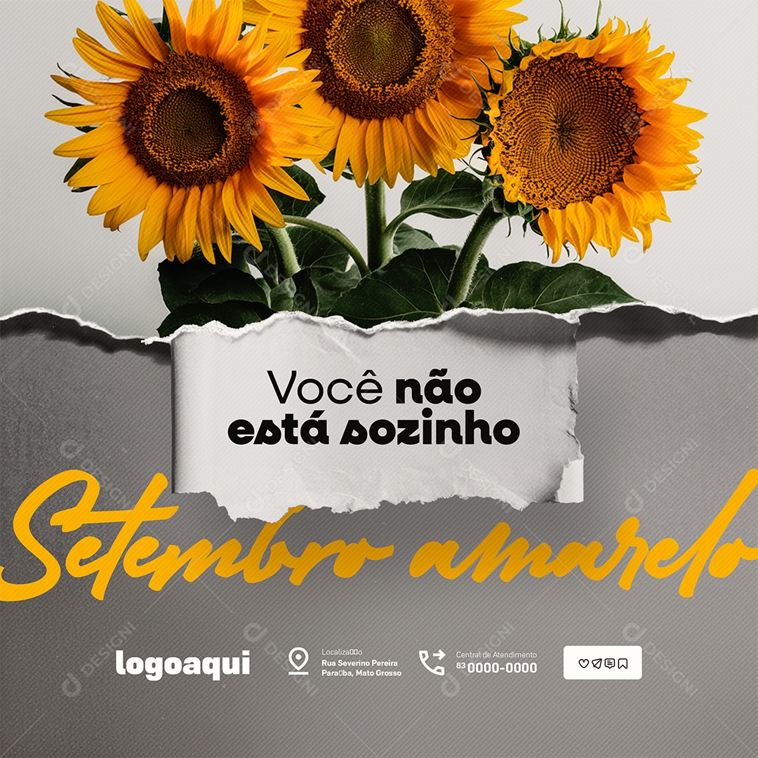 Setembro Amarelo Você Não Está Sozinho Social Media PSD Editável