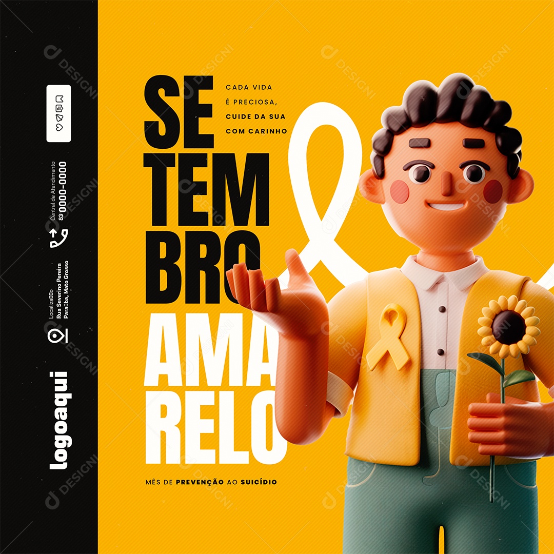 Setembro Amarelo Cada Vida é Preciosa Social Media PSD Editável