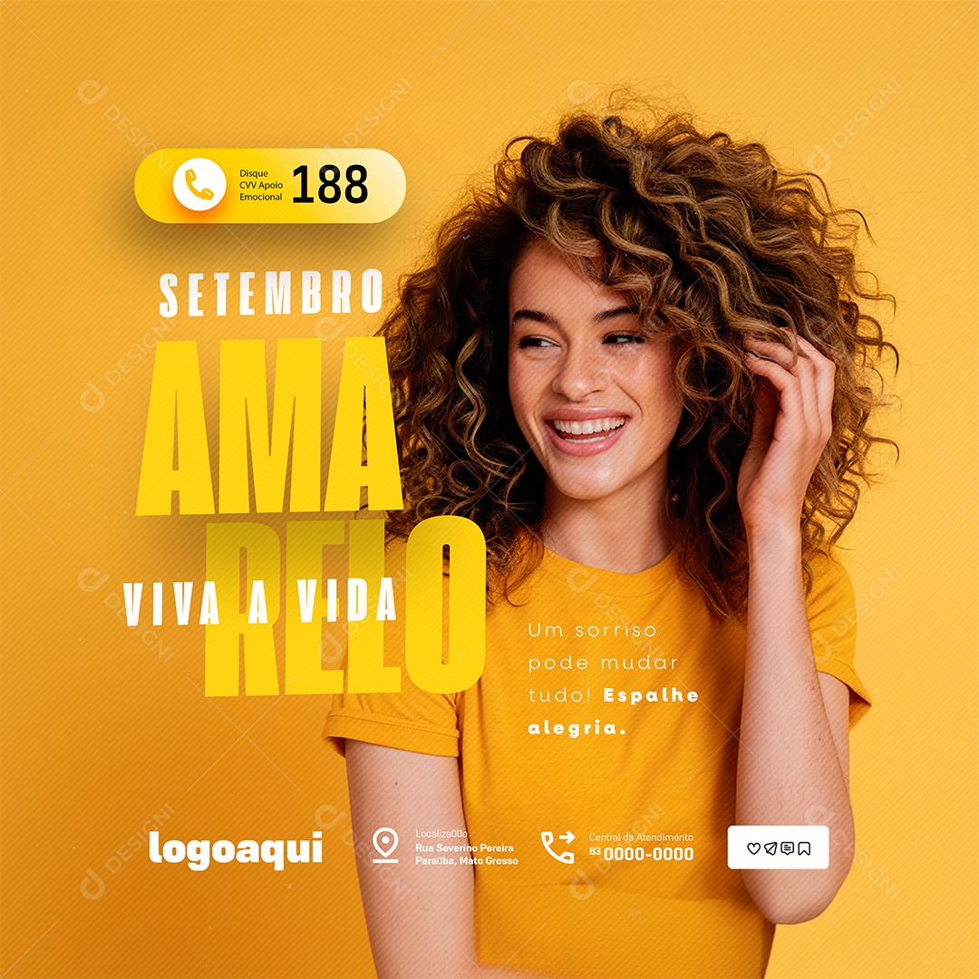 Setembro Amarelo Um Sorriso Pode Mudar Tudo Social Media PSD Editável