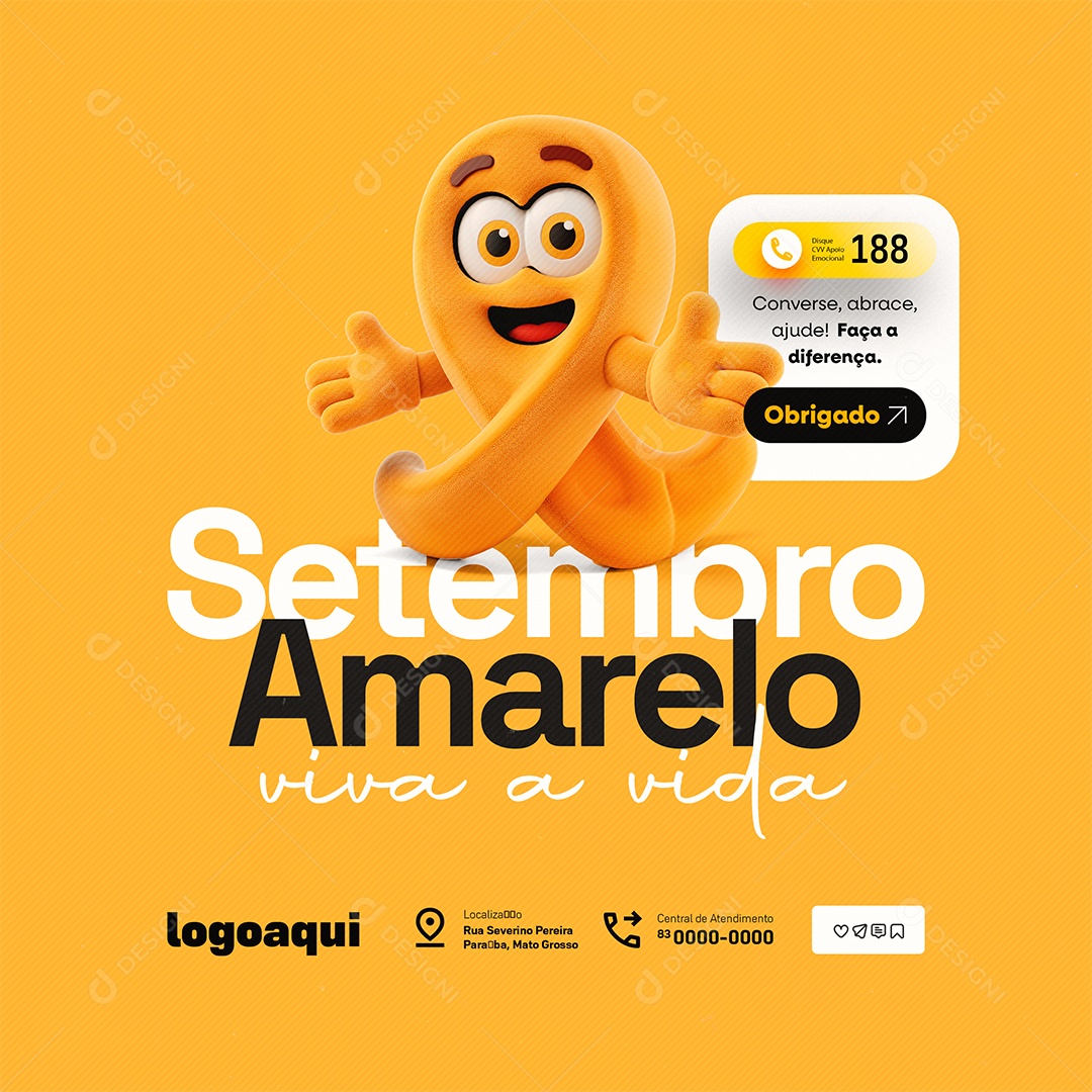 Setembro Amarelo Viva a Vida Social Media PSD Editável