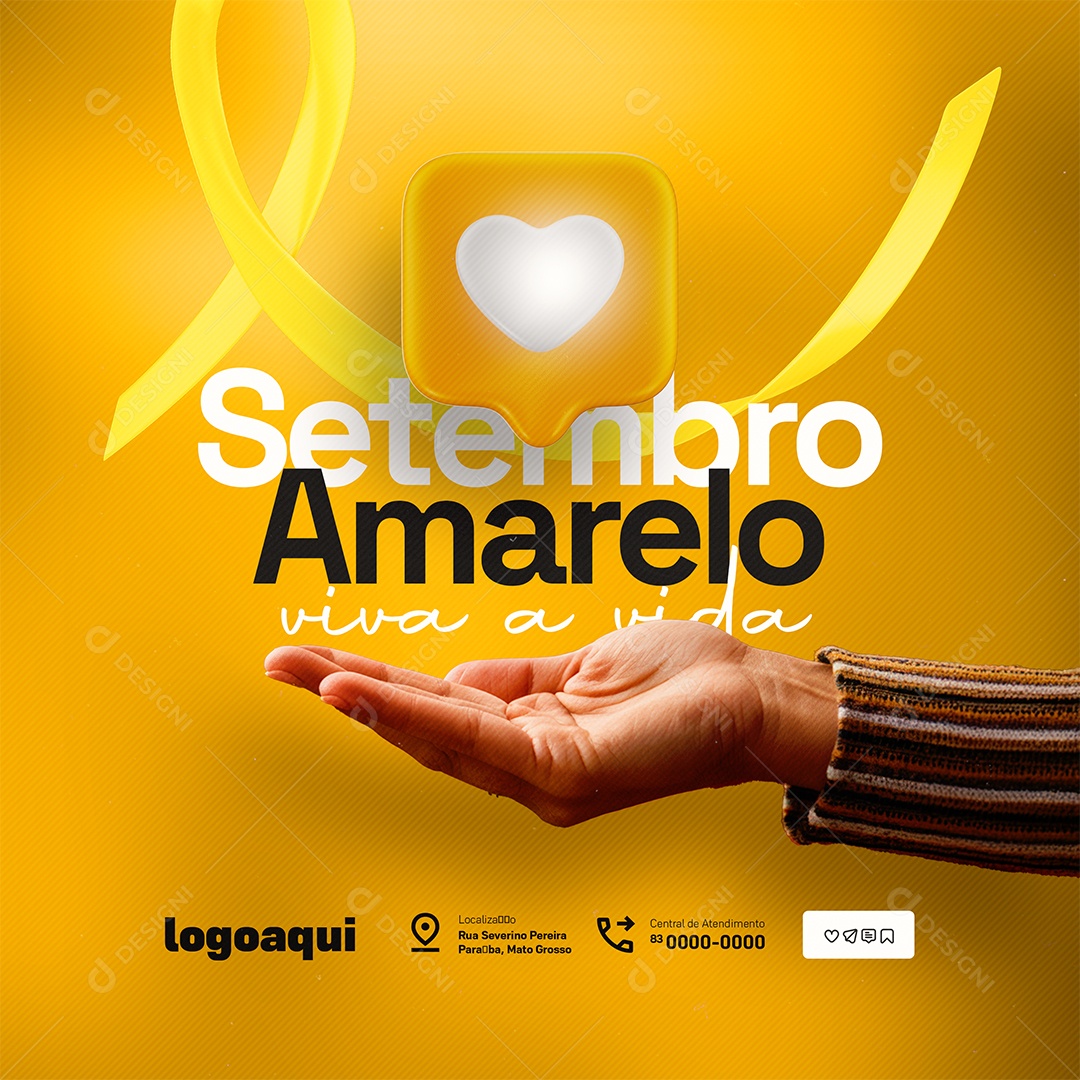 Setembro Amarelo Viva a Vida Social Media PSD Editável