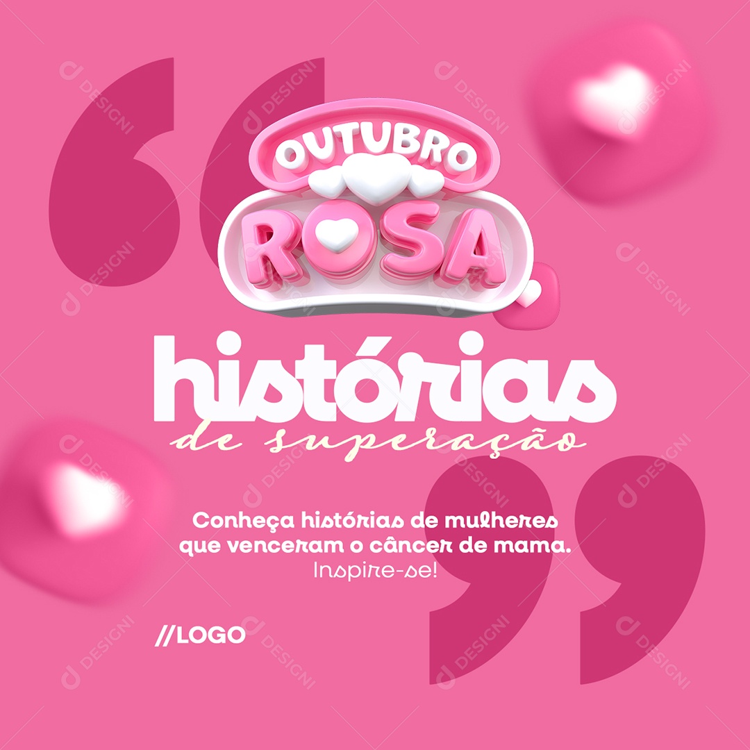 Outubro Rosa Histórias de Superação Social Media PSD Editável