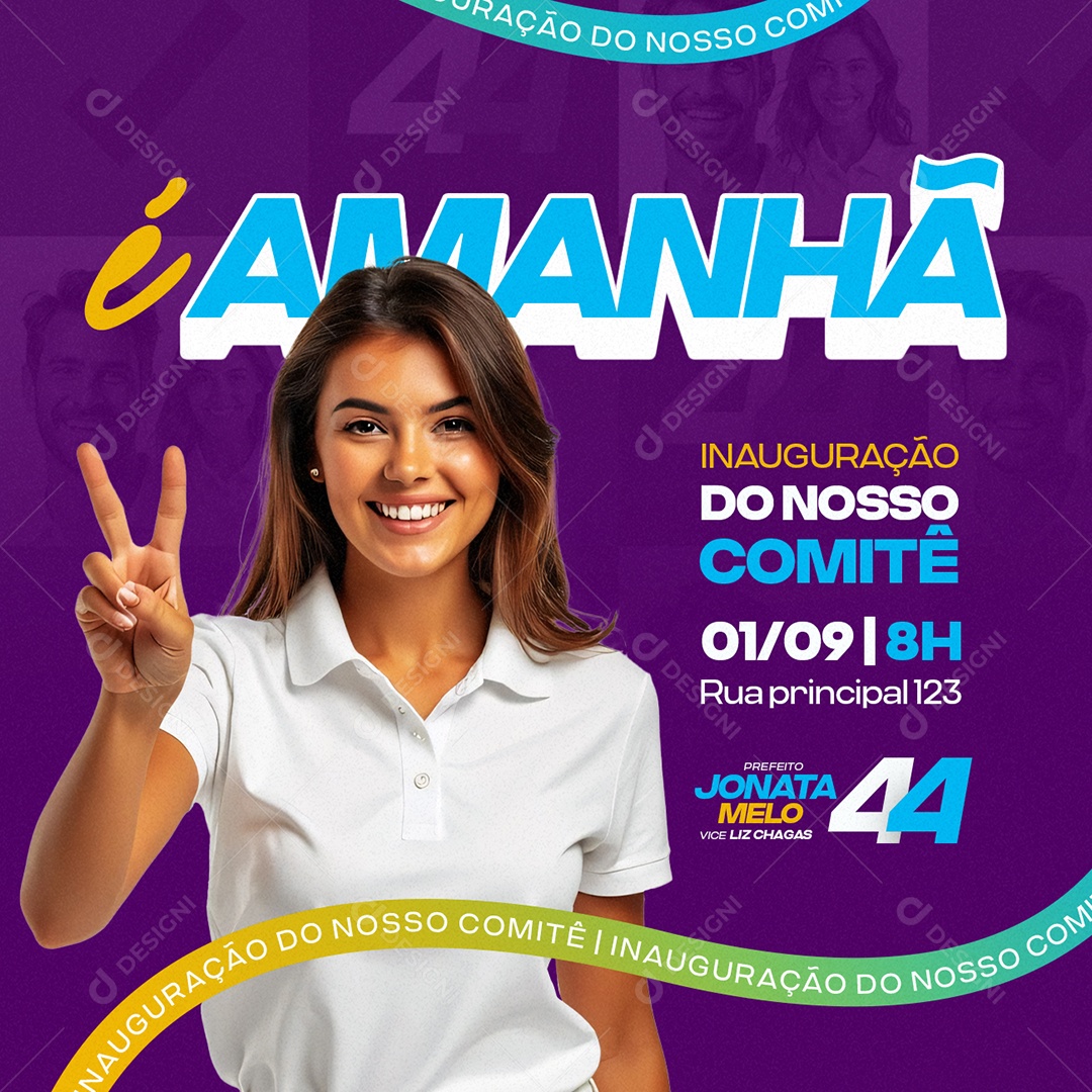 Política Prefeito Jonata Melo Amanhã Inauguração Social Media PSD Editável