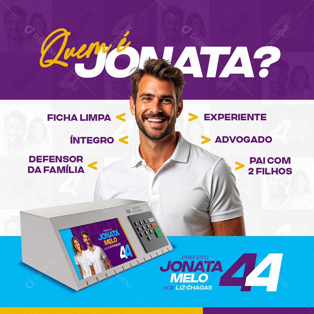 Política Prefeito Jonata Melo Quem é Social Media PSD Editável