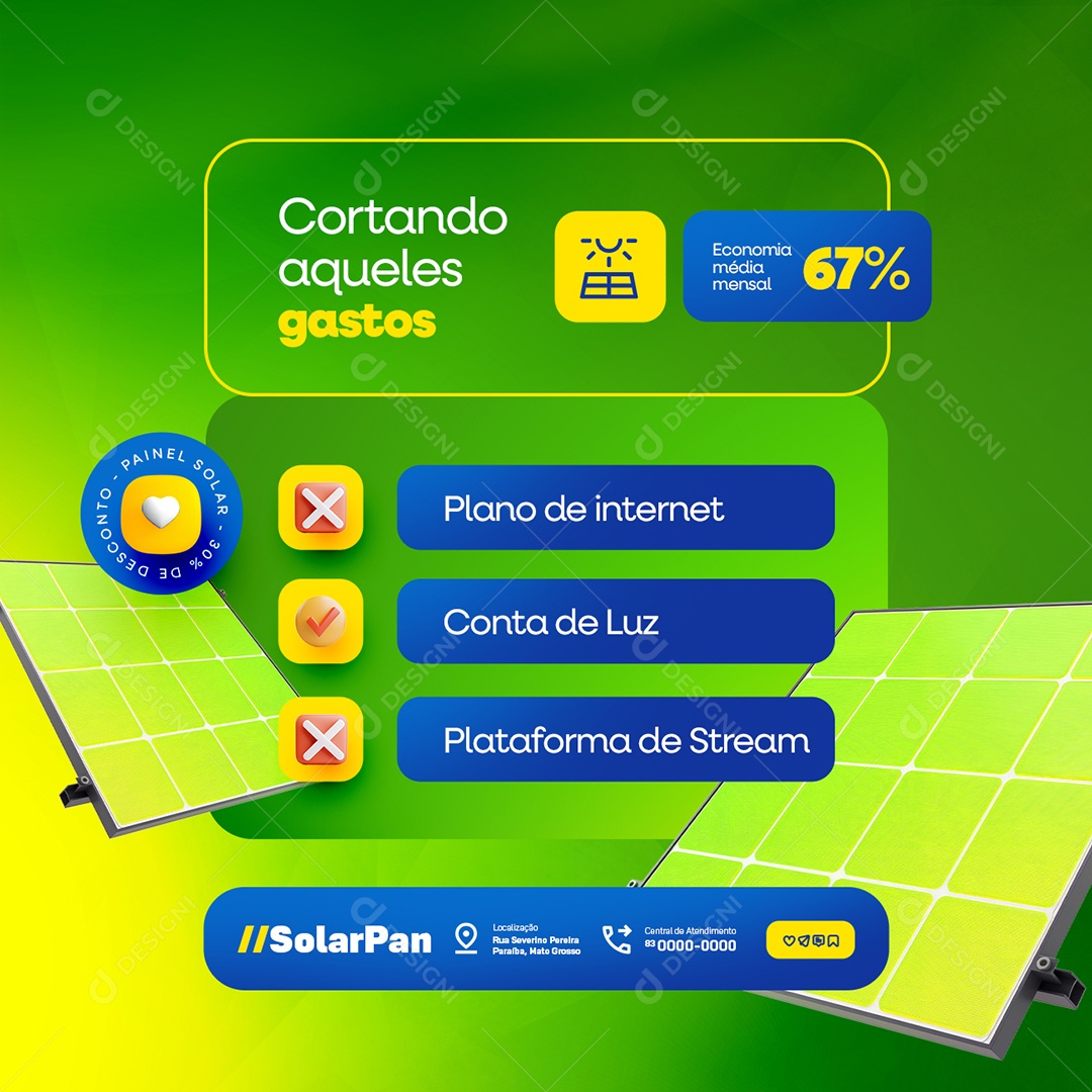 Setembro de Ofertas Painel Solar Cortando Aqueles Gastos Social Media PSD Editável