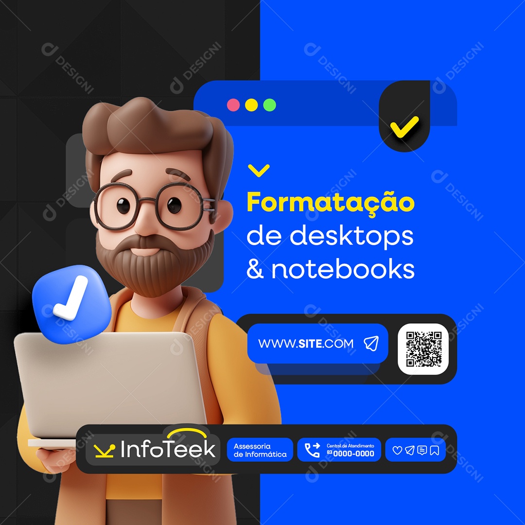 Social Media Assessoria Informática Formatação de Desktops e Notebooks PSD Editável