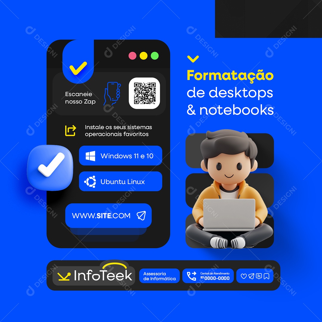 Assessoria Informática Formatação de Desktops e Notebooks Social Media PSD Editável