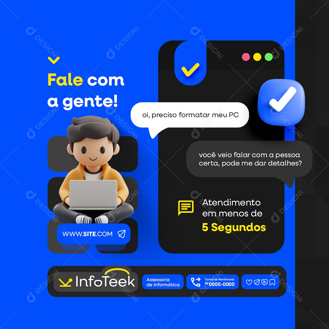 Assessoria Informática Fale Com a Gente Social Media PSD Editável