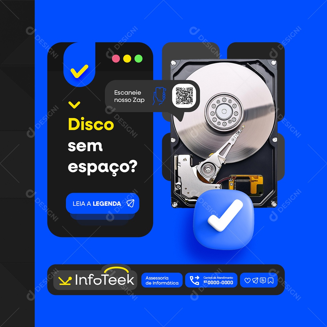 Assessoria Informática Disco Sem Espaço Social Media PSD Editável