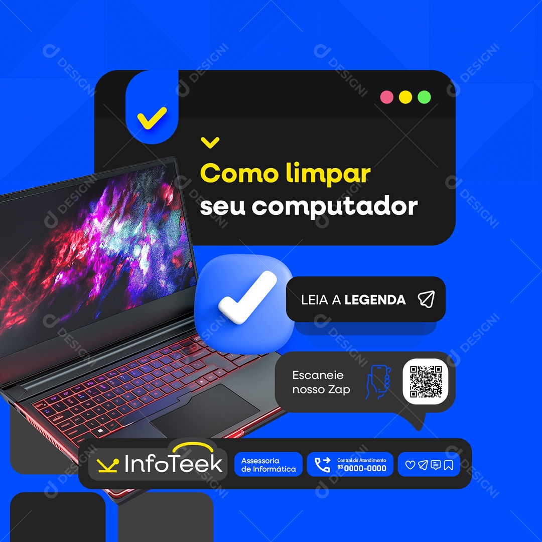 Assessoria Informática Como Limpar seu Computador Social Media PSD Editável
