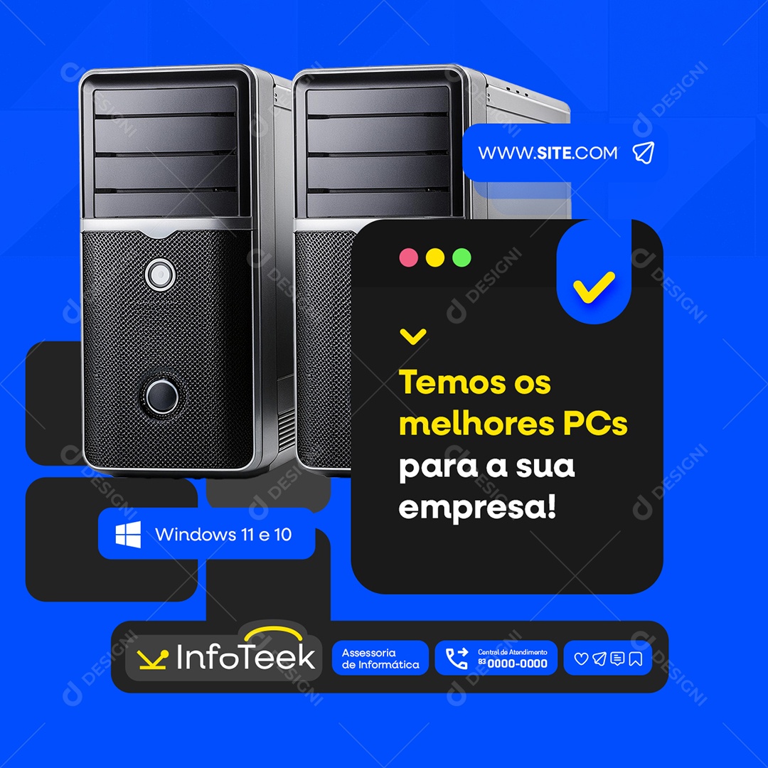Assessoria Informática Temos os Melhores PCs Social Media PSD Editável