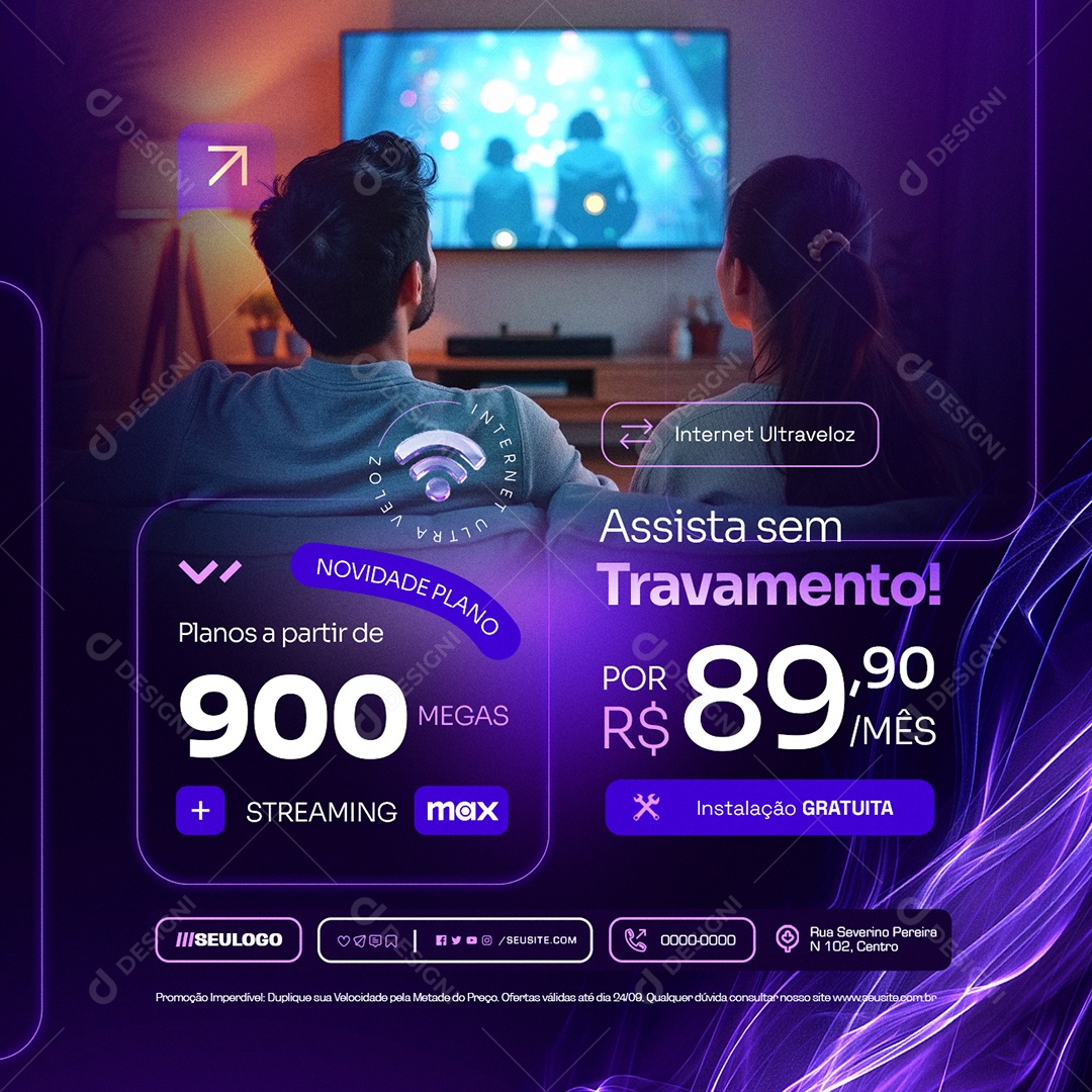 Suportes de Redes Internet Assista Sem Travamento Social Media PSD Editável