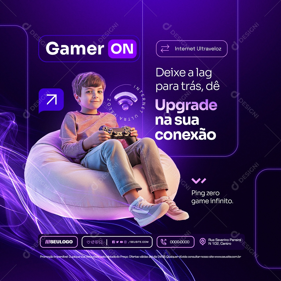 Suportes de Redes Internet Deixe a Lag Social Media PSD Editável