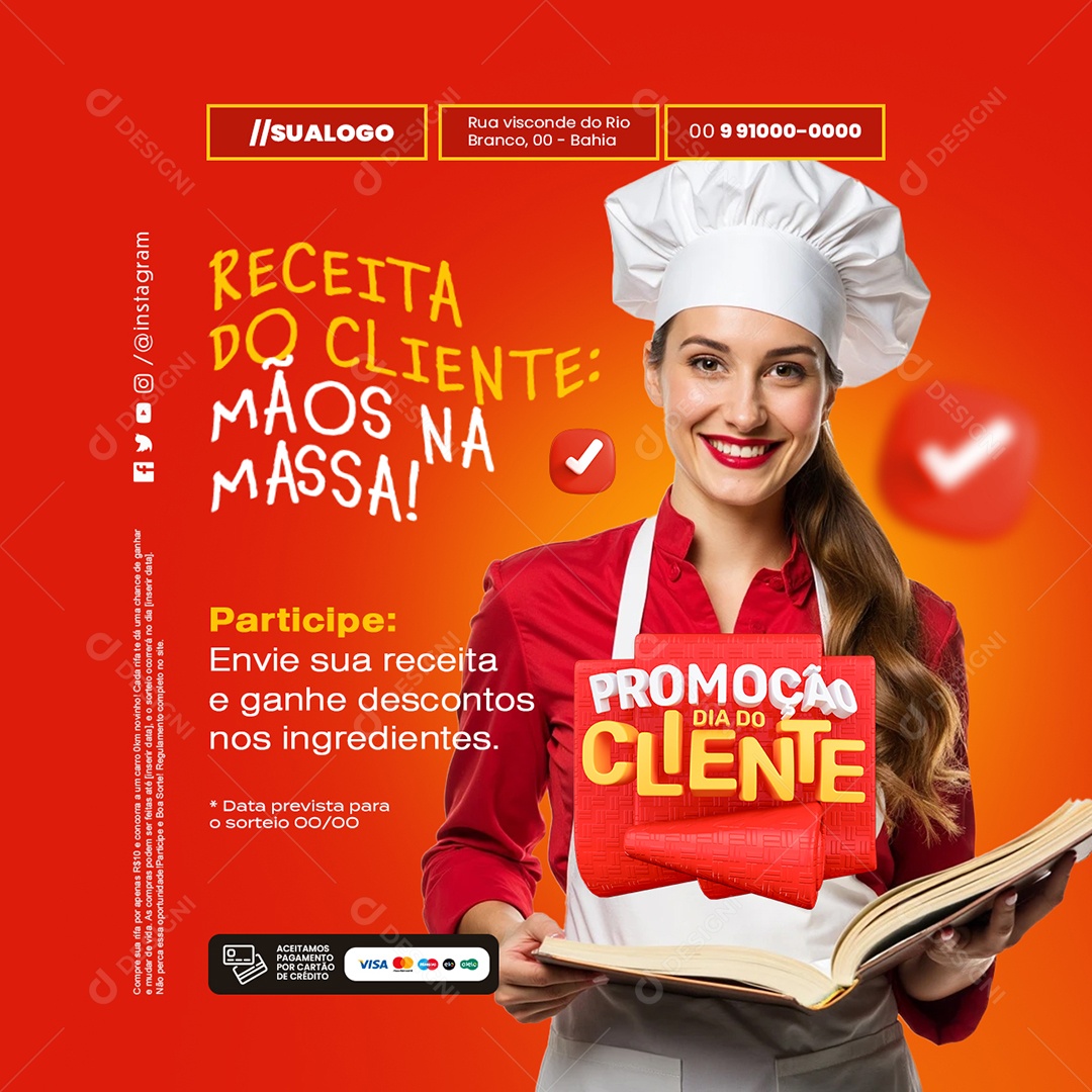 Promoção Dia do Cliente Supermercado Receita Social Media PSD Editável