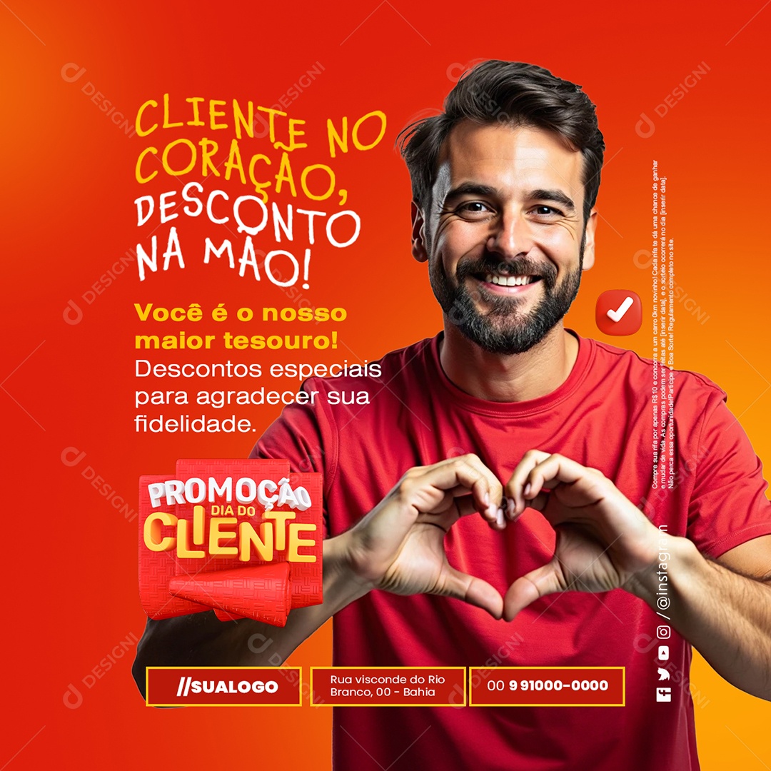 Promoção Dia do Cliente Supermercado Cliente no Coração Social Media PSD Editável