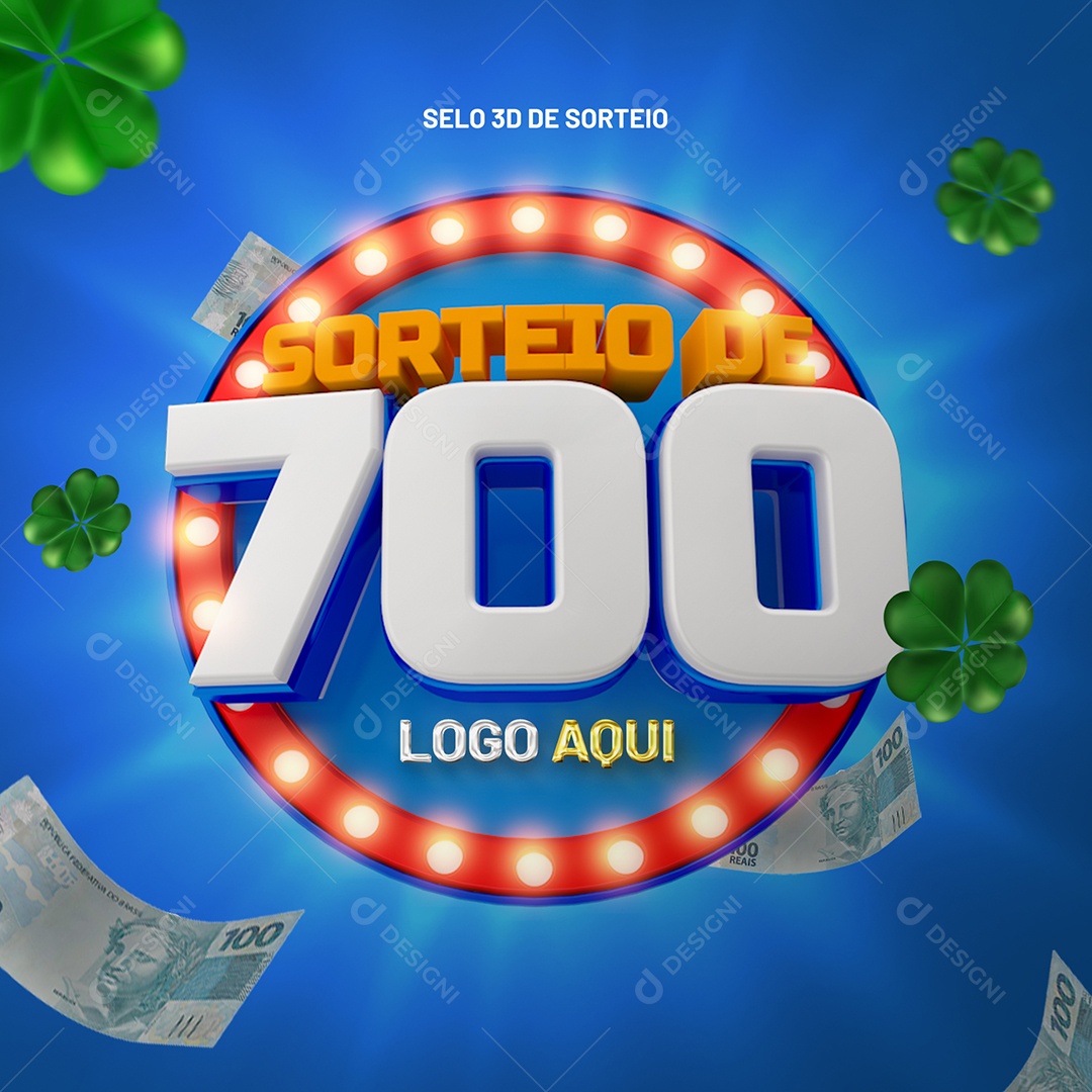 Selo 3D Sorteio De 700 Para Composição PSD