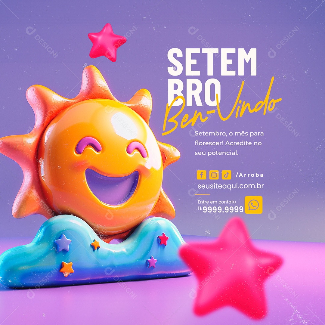 Bem Vindo Setembro Mês para Florescer Social Media PSD Editável