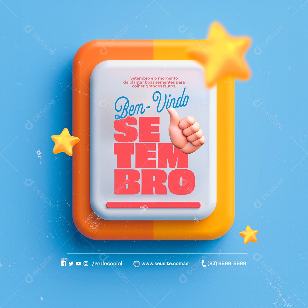 Bem Vindo Setembro é o Momento de Plantar Boas Sementes Social Media PSD Editável